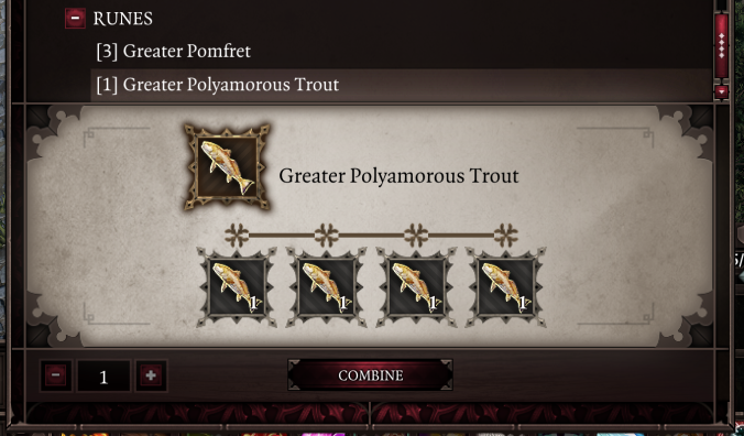 Fish essence upgrade recipe.