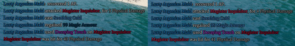 Comparison of vanilla text colors and alternative ones with the setting enabled.